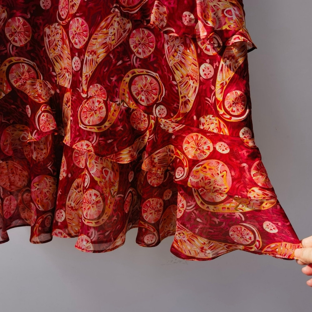 Saloni Isa Silk Georgette Tiered Ruffle Midi Dress - Picture 15 of 16